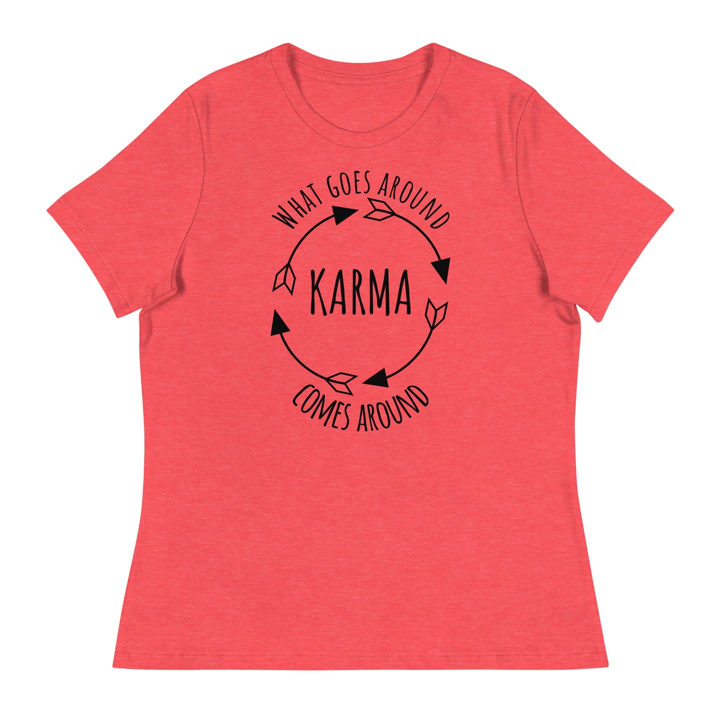 KARMA - what goes around comes around women's tee (black lettering)
